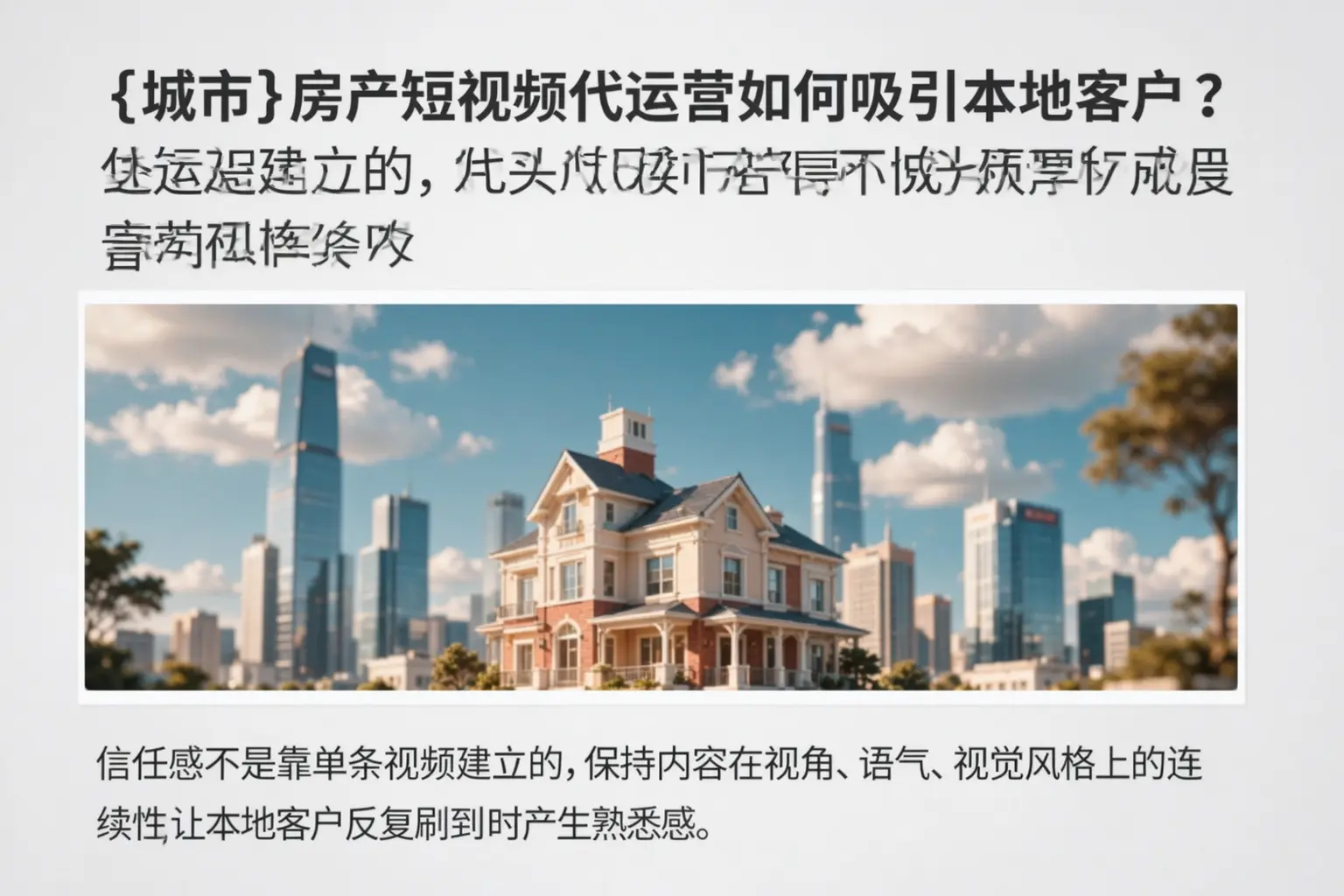 原平房产短视频代运营如何吸引本地客户？